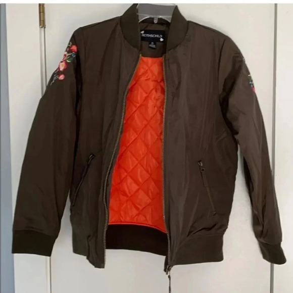 ROTHSCHILD OLIVE GREEN BOMBER JACKET FLORAL ACCENTS FIRS SIZE XL 16/ WOM… - Picture 16 of 16